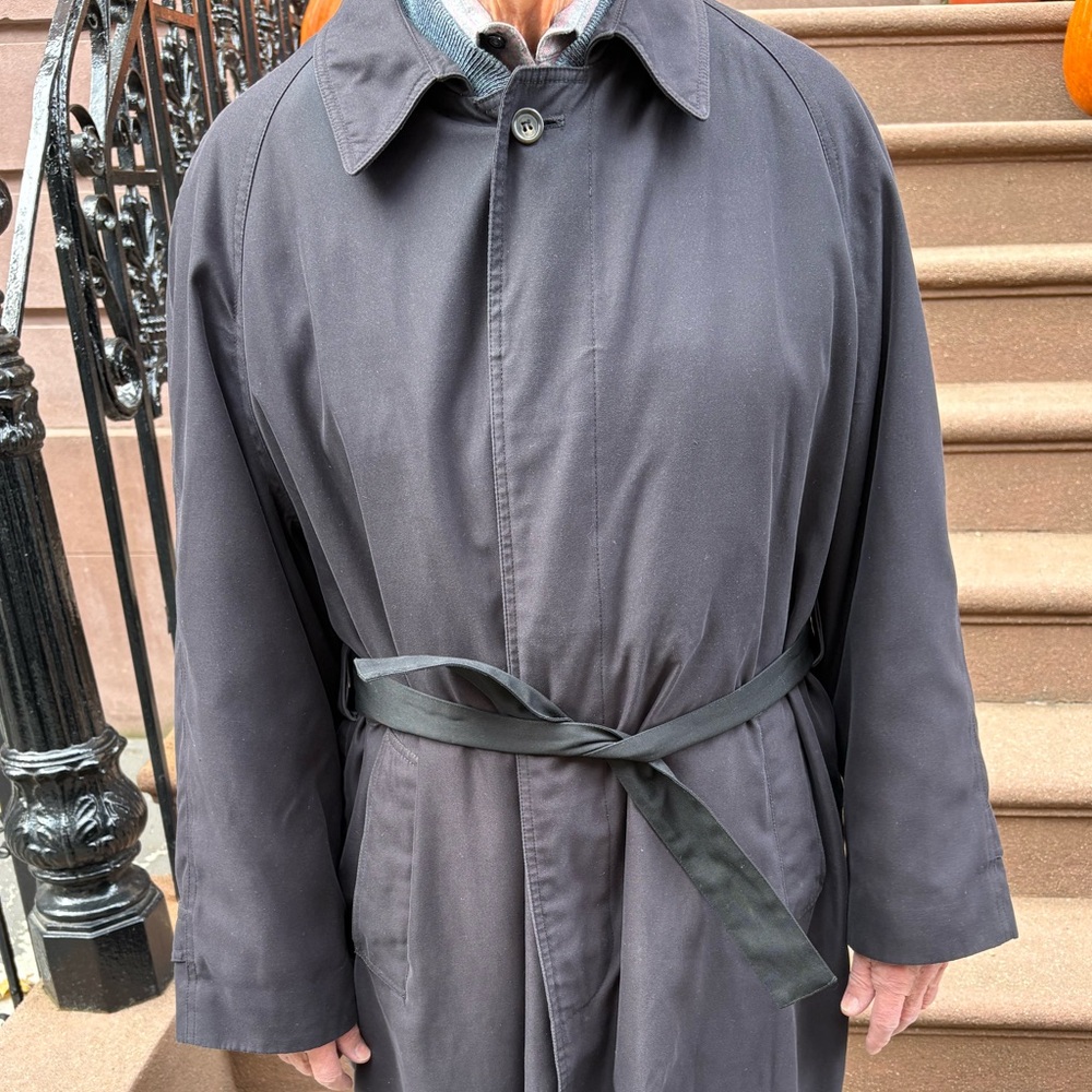 Bloomingdale’s for Men Vintage Black Trench Coat Zip-out Wool Lining 42S - Picture 4 of 15